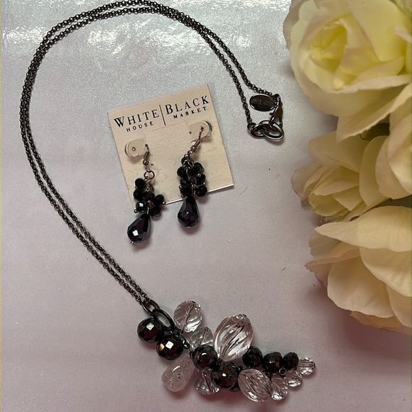 🖤WHITE HOUSE BLACK MARKET JEWELRY - NECKLACE & MATCHING EARRINGS - SPARKLES!💎 - Picture 1 of 14